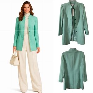 Tahari Arthur S. Levine NWT Long Blazer Coat Womens size 8 Color Mint